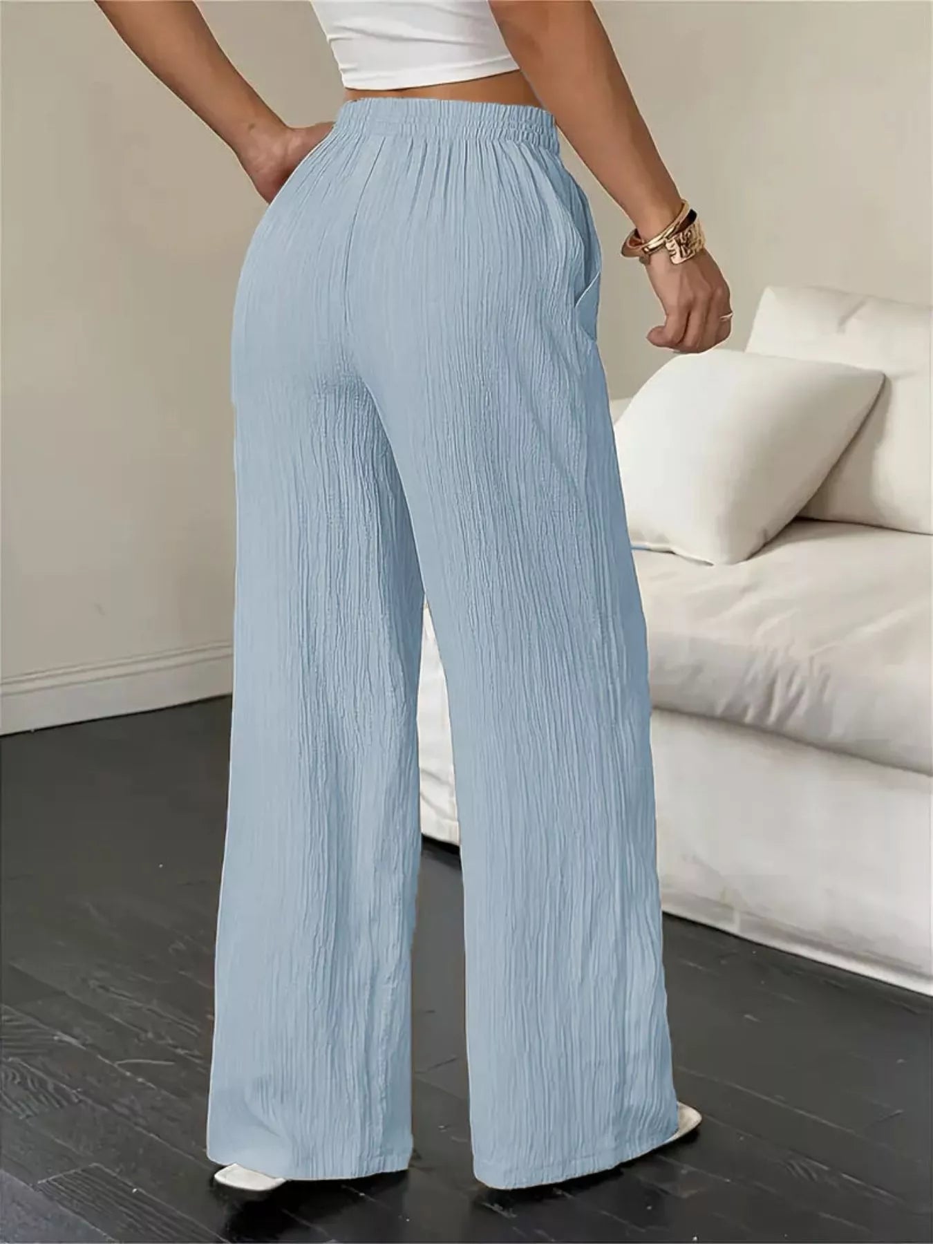 Wide Leg Pants with Drawstring