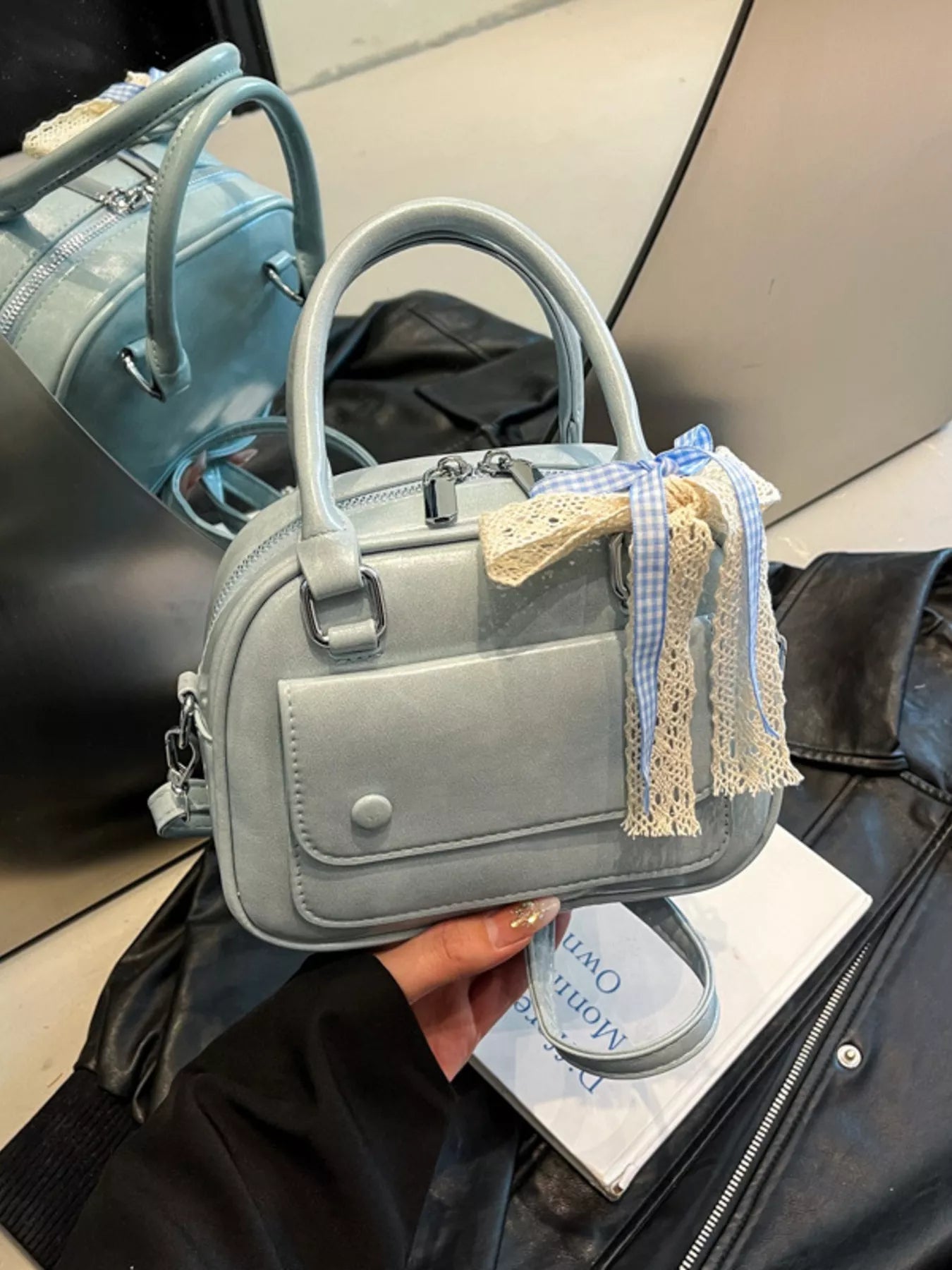 Bow Decor Top Handle Handbag