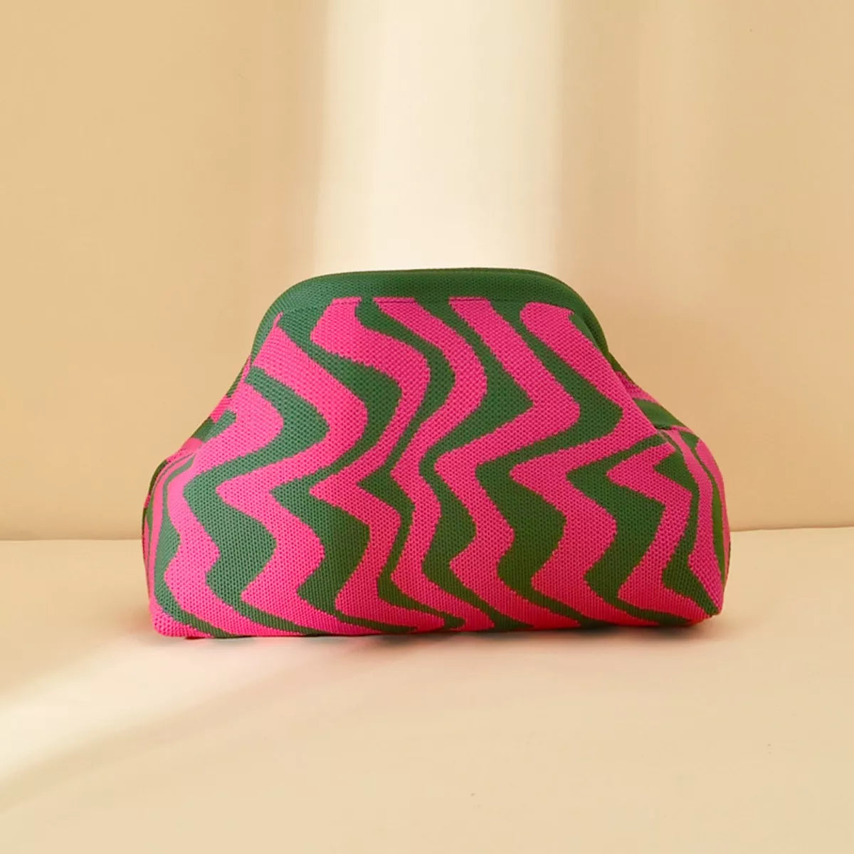 Portable Contrast Knit Clutch