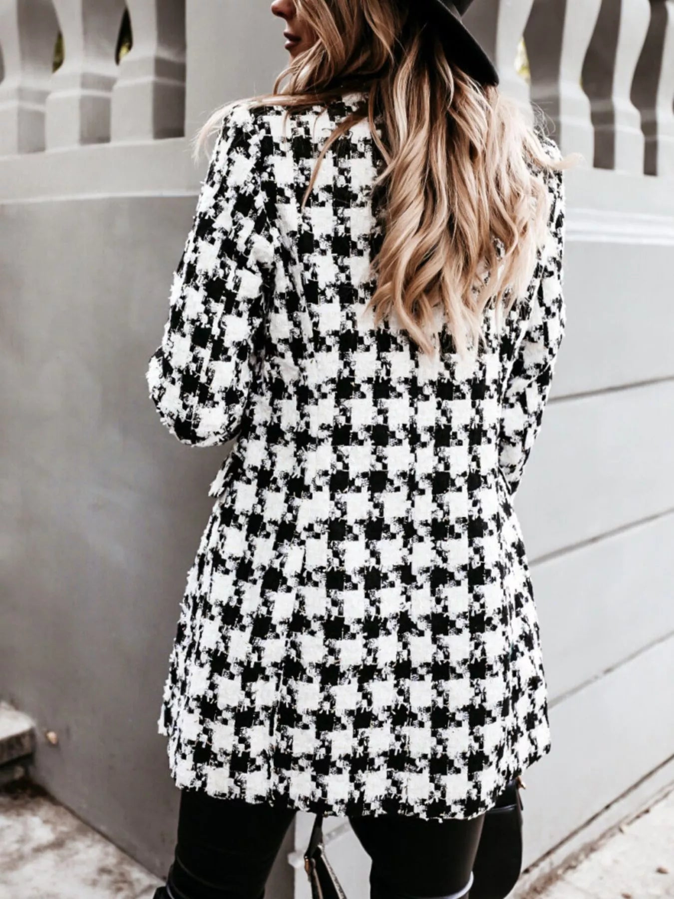 Plaid Tweed Double-Breasted Coat