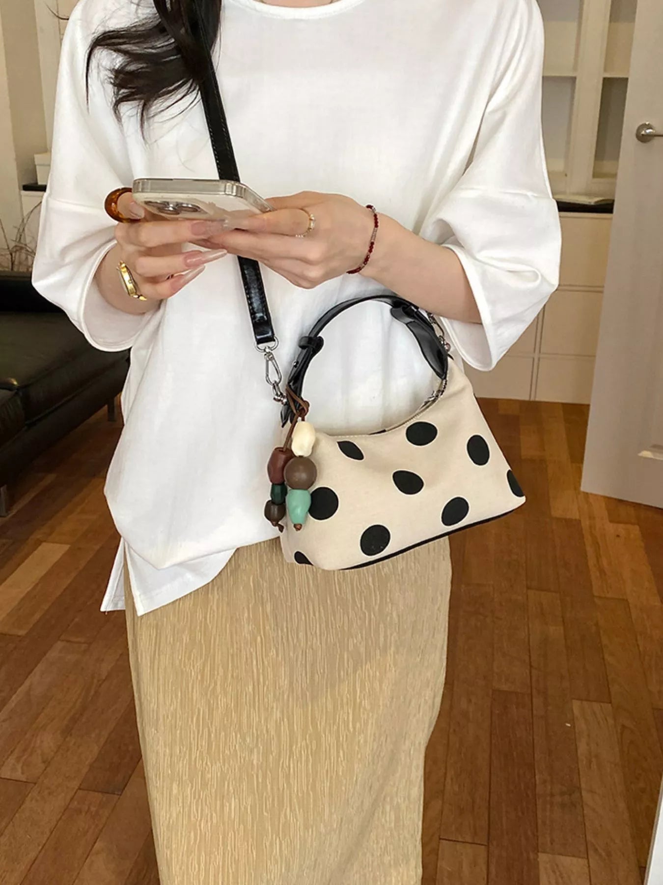 Polka Dot PU Leather Handbag