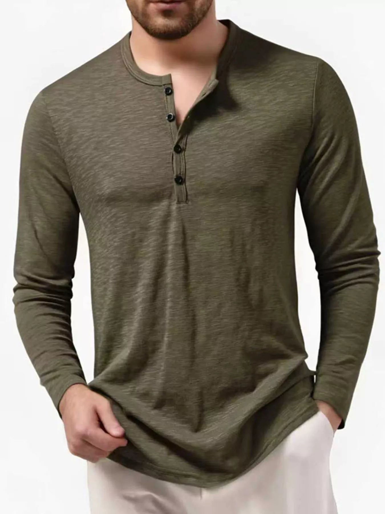 Men's Long Sleeve Henley T-Shirt