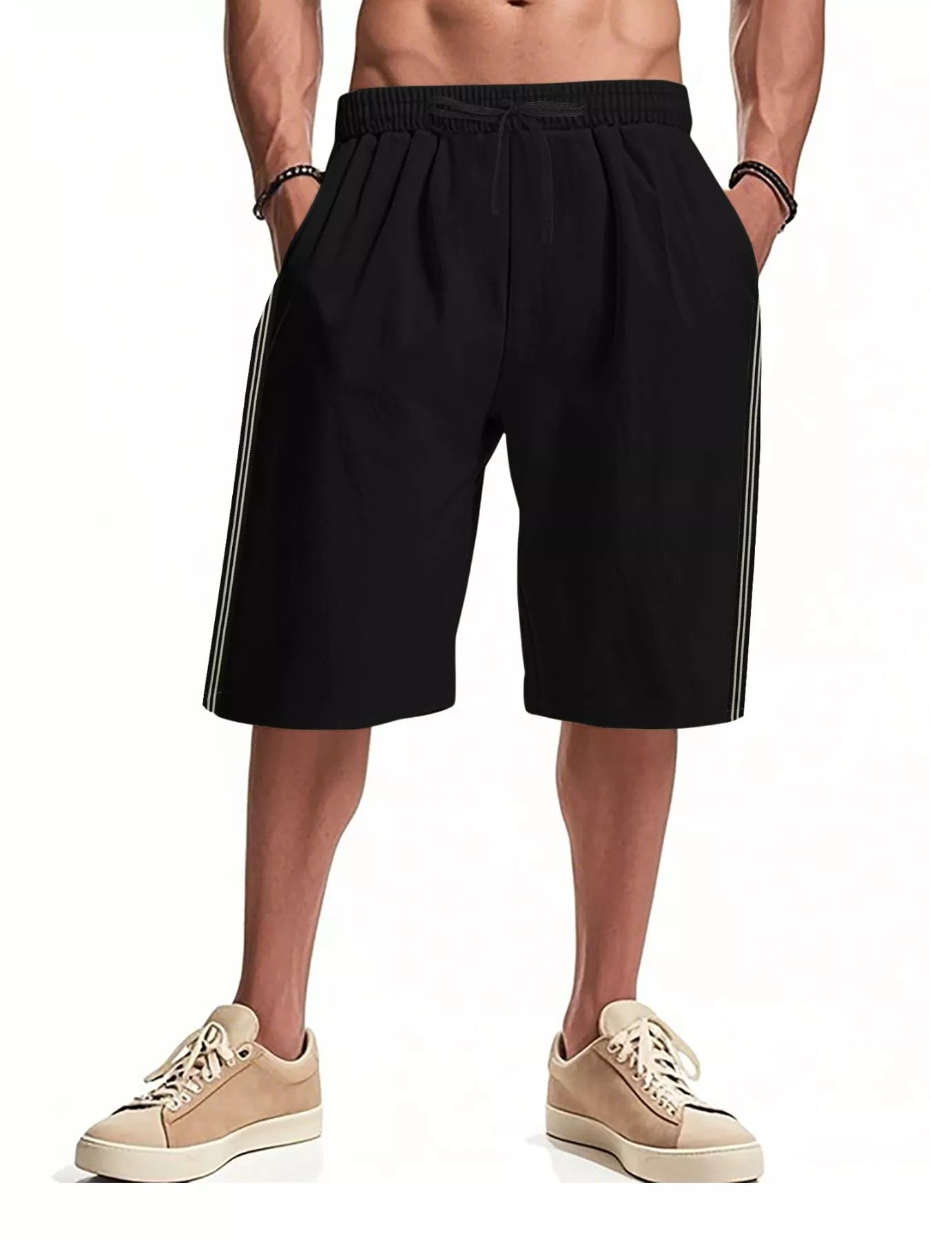 Men's Full Size Casual Striped Shorts Plus Size