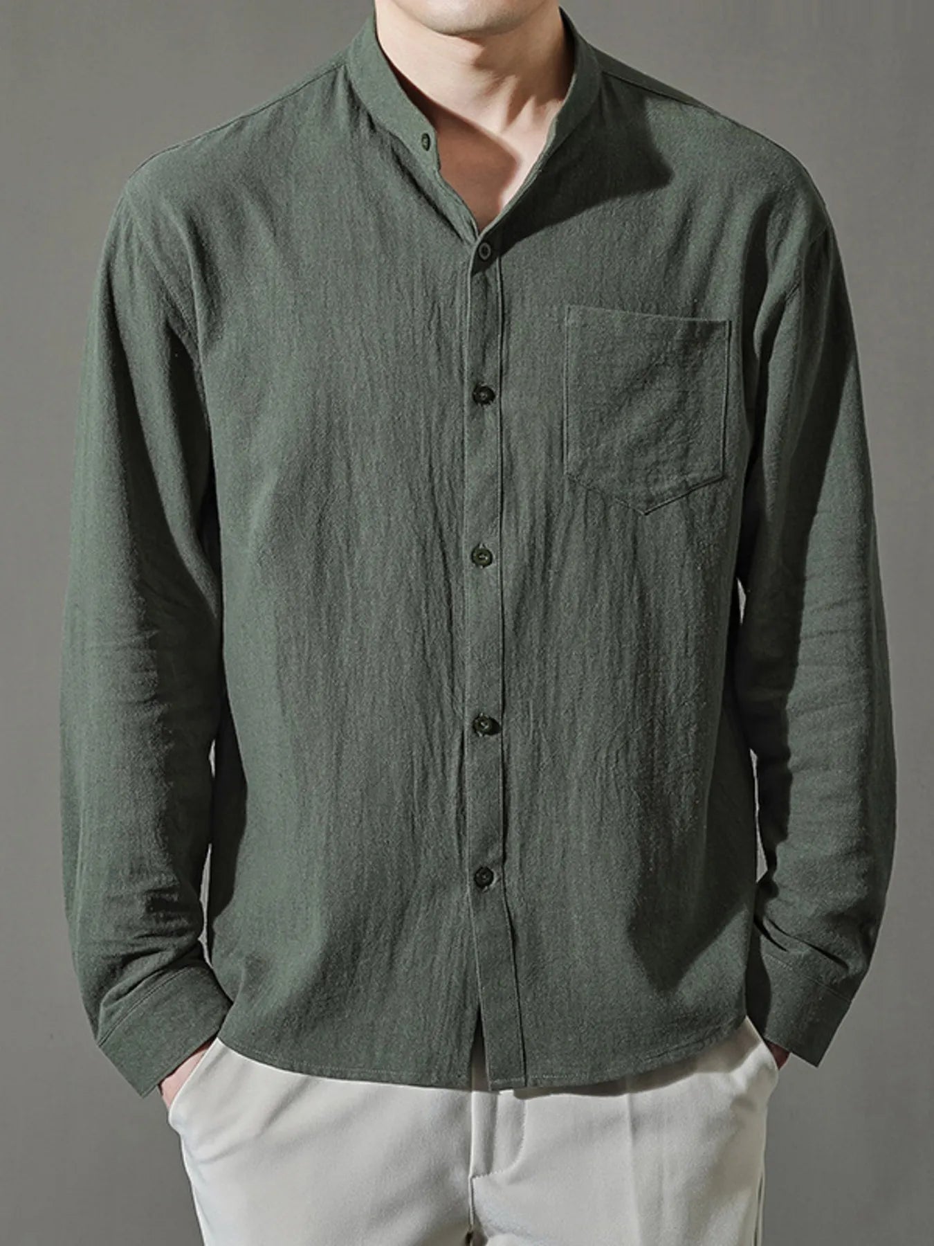 Men's Plus Size Button Up Long Sleeve Shirt
