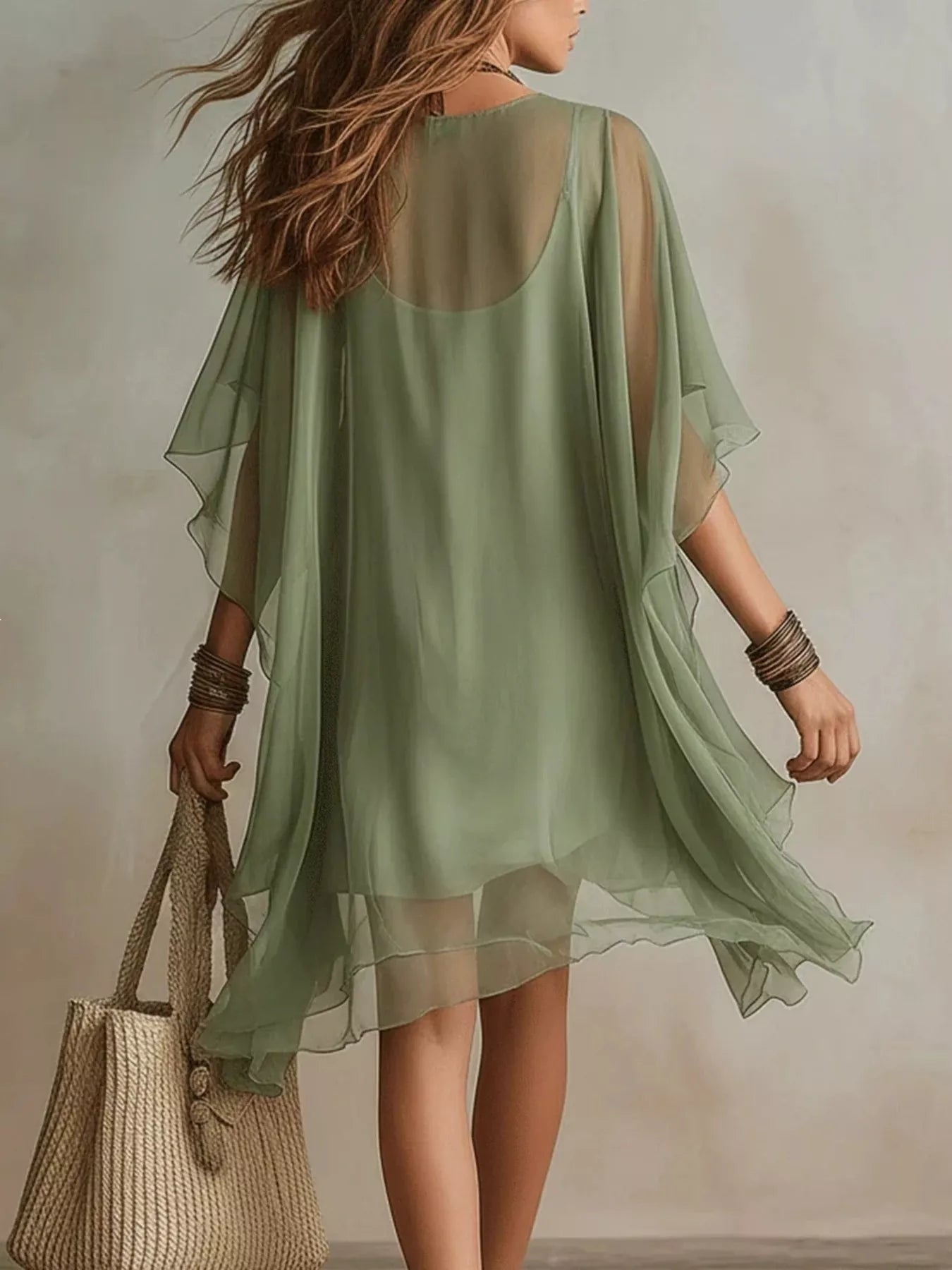 Chiffon V-Neck Mini Dress