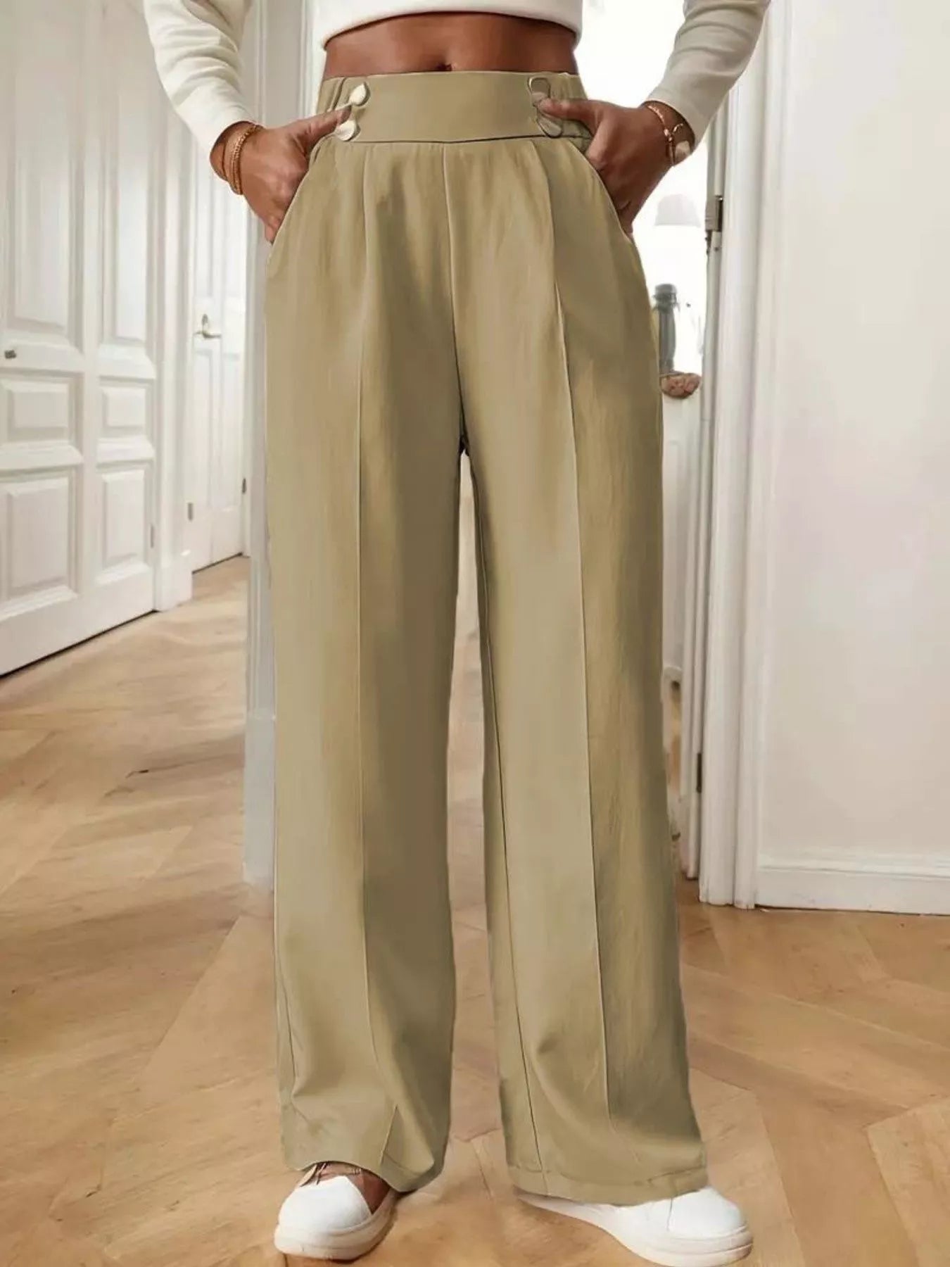 Full Size High-Waisted Wide-Leg Pants Plus Size