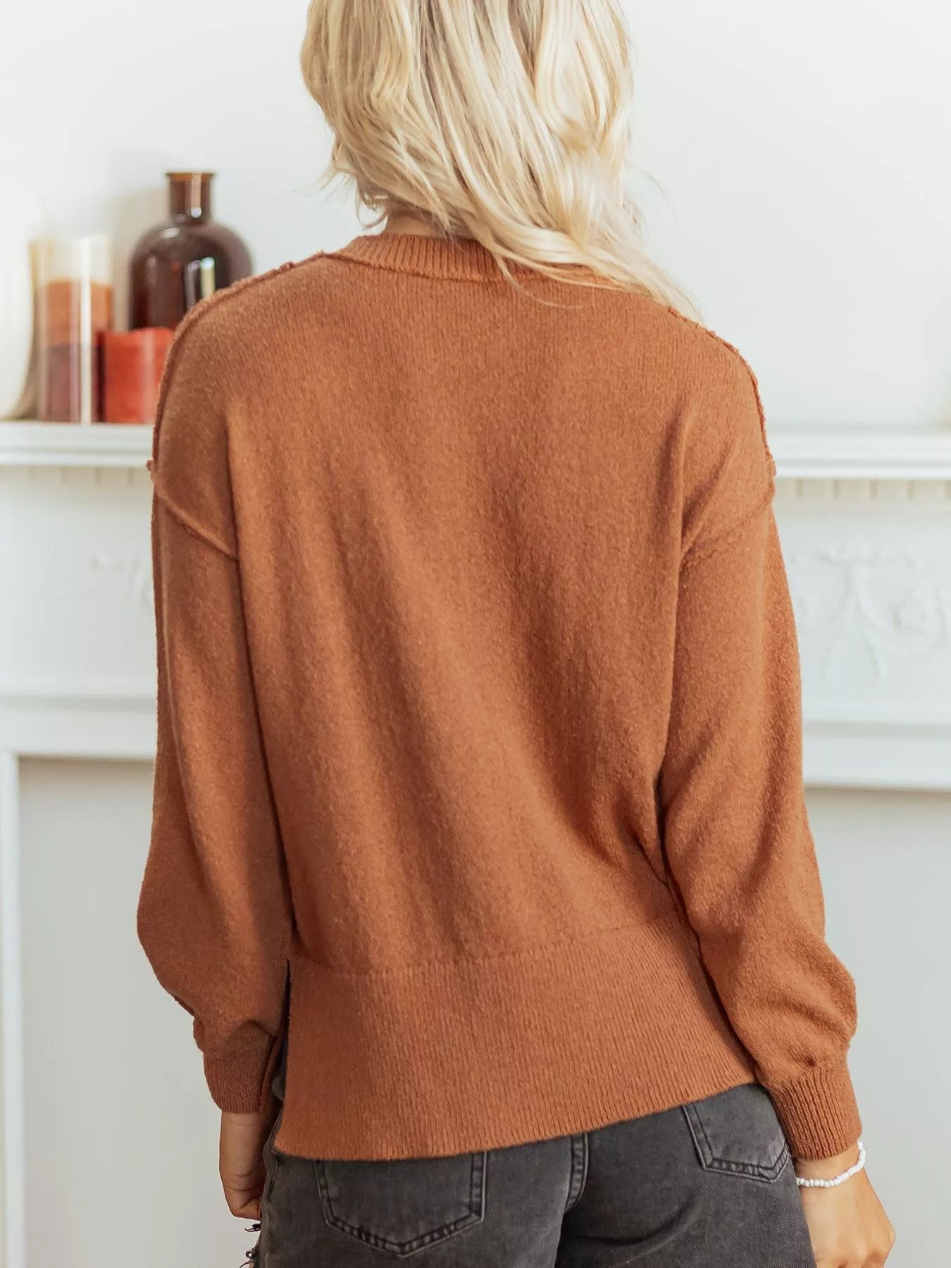 Oversized Drop Shoulder Round Neck Christmas Sweater