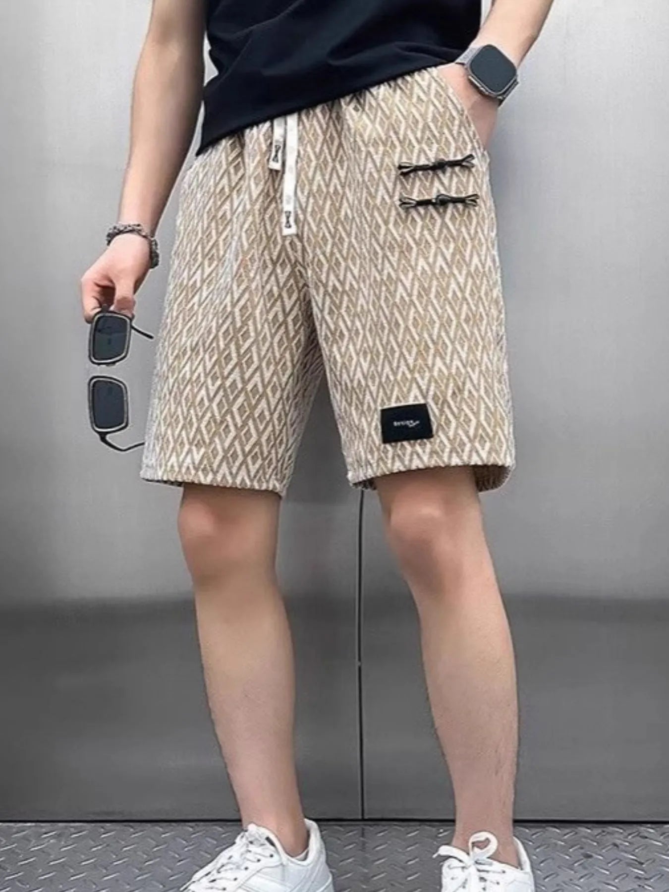 Men's Plus Size Drawstring Shorts with Pockets