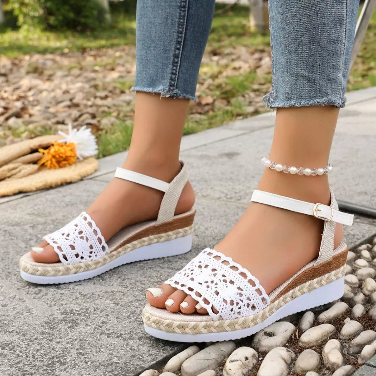 Crochet Espadrille Platform Sandals