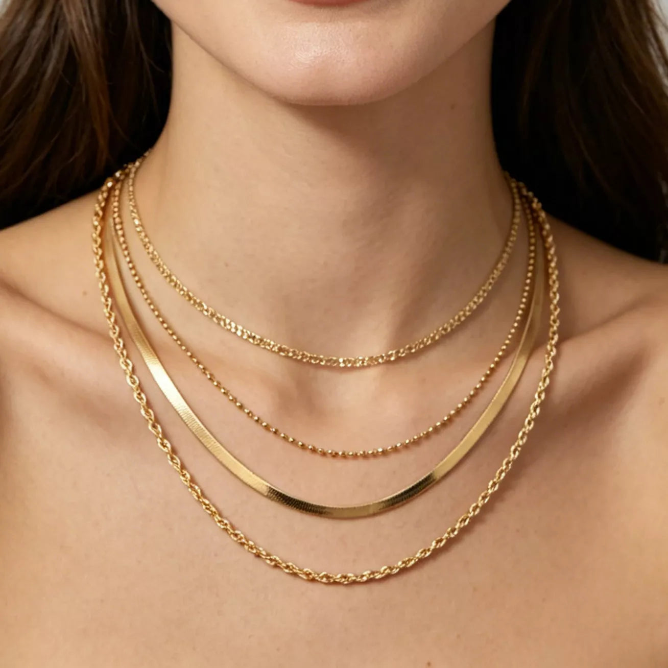 Layered 18K Gold-Plated Chain Necklace