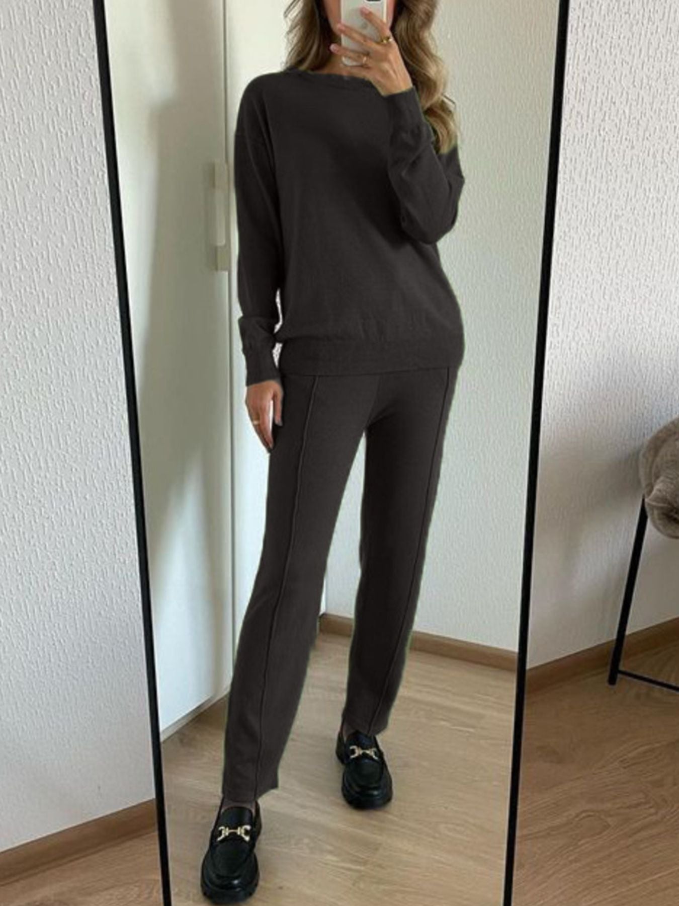 Long Sleeve Top and Pants Sweater Set