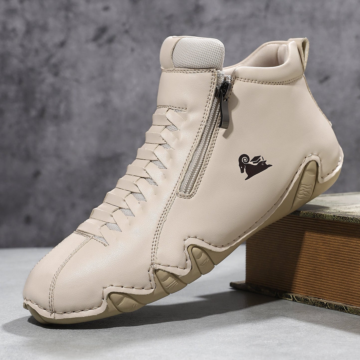 Women's Hand-Stitched Flat Casual Shoes – Suede Leather Lace-Up