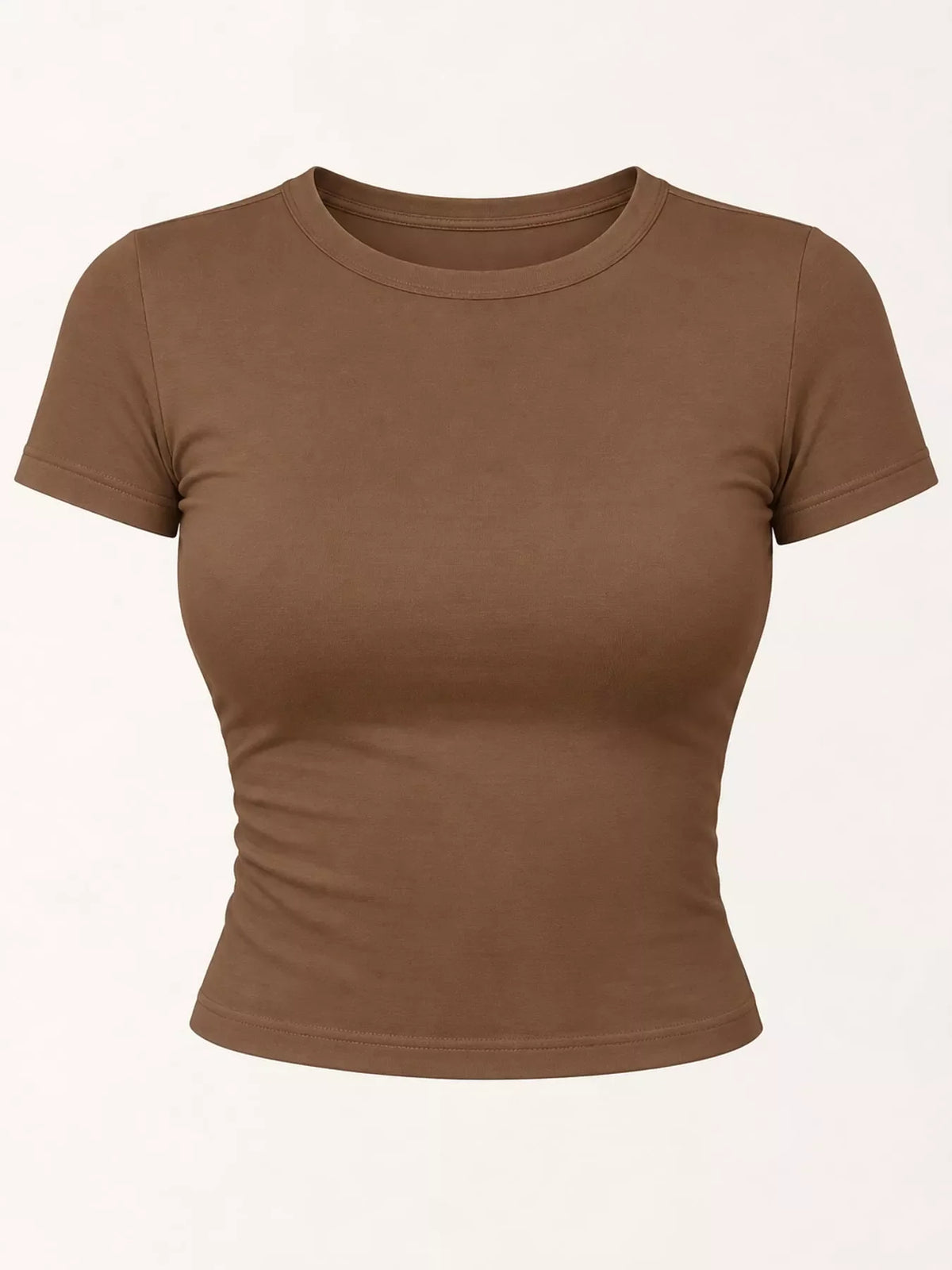 Slim Fit Basic Crew Neck Short Sleeve Crop T-Shirt