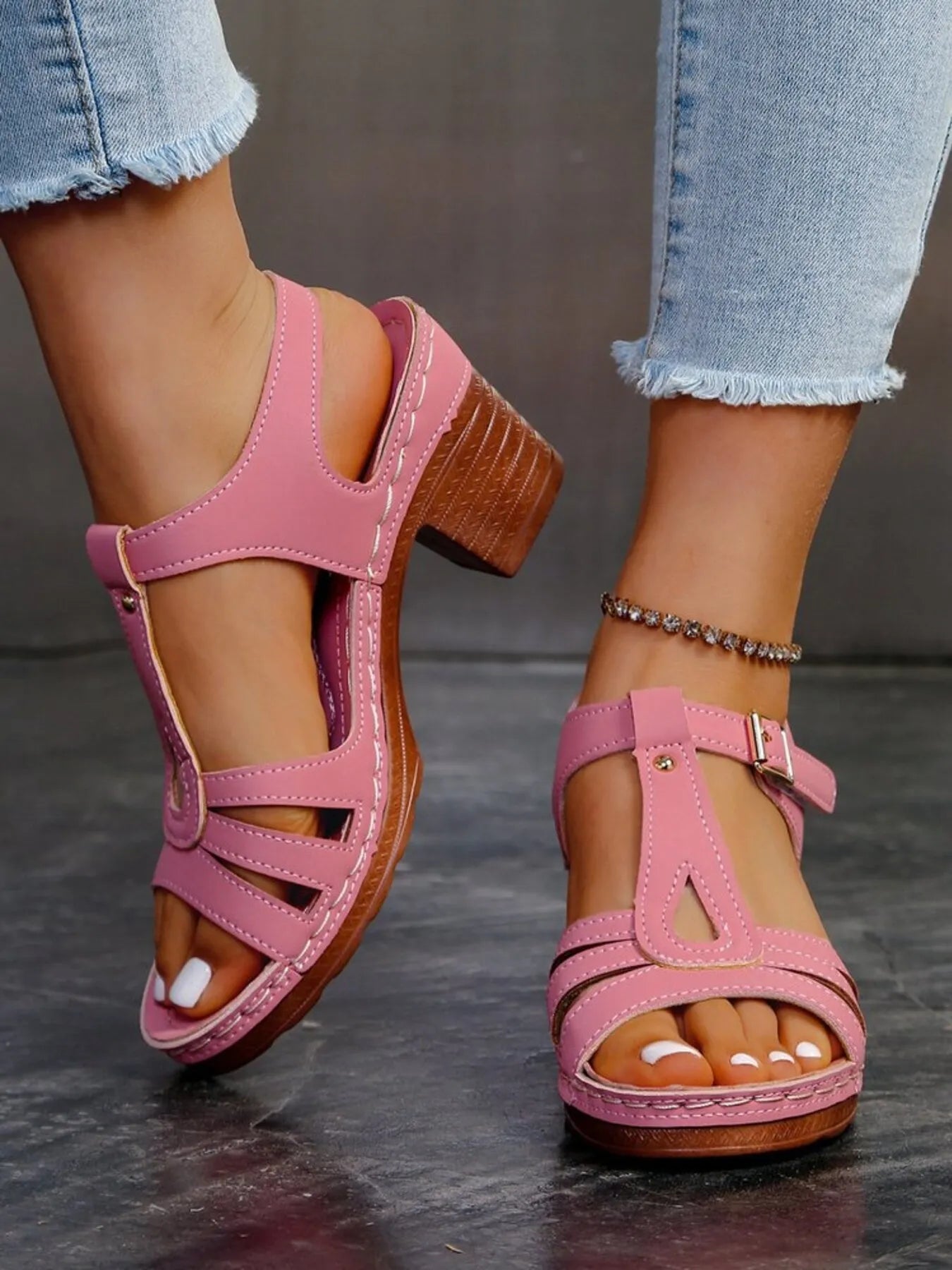 Multi-Strap Block Heel Sandals
