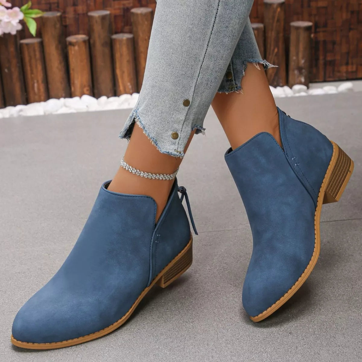 Point Toe Block Heels Boots