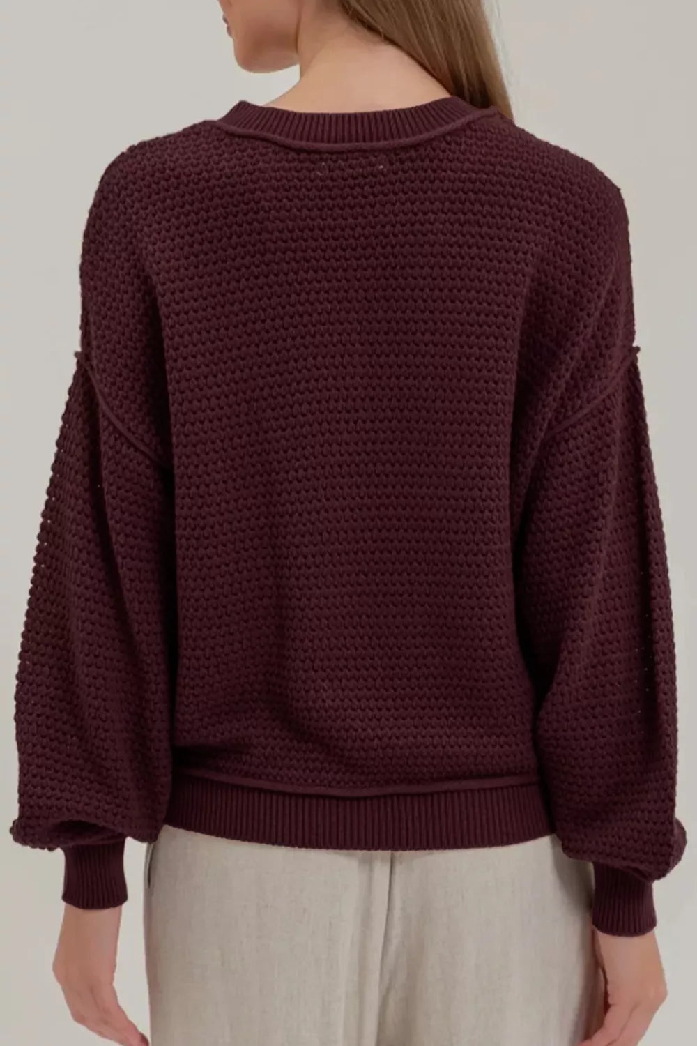 Checkerboard Dropped Shoulder Sweater