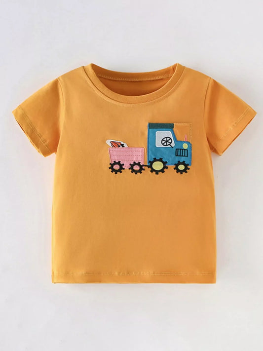 Children's Cute Cartoon Truck Graphic T-Shirt
