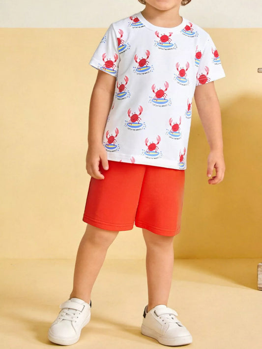 Children's Crab Print T-Shirt & Shorts Set