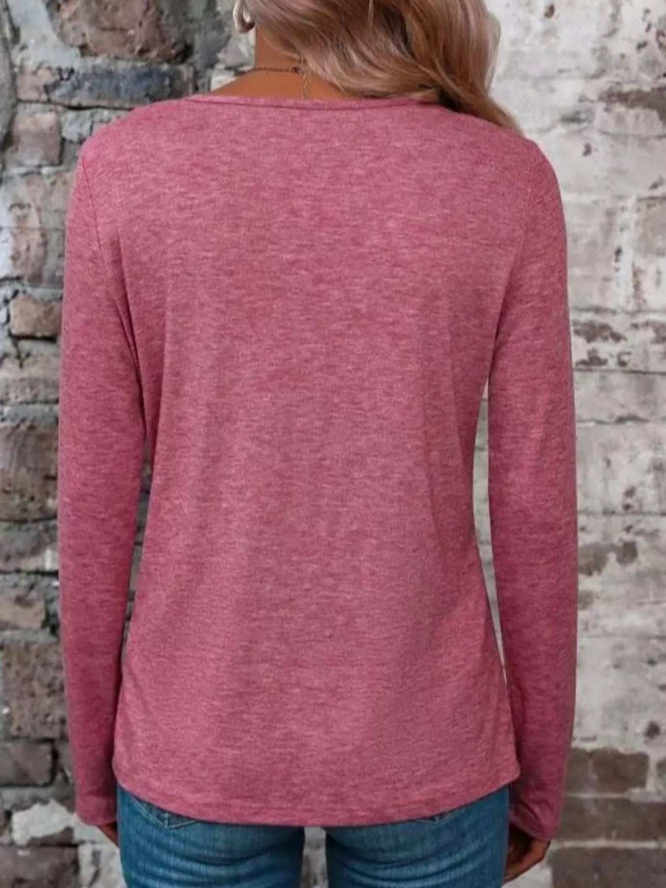 Crisscross V-Neck Long Sleeve T-Shirt