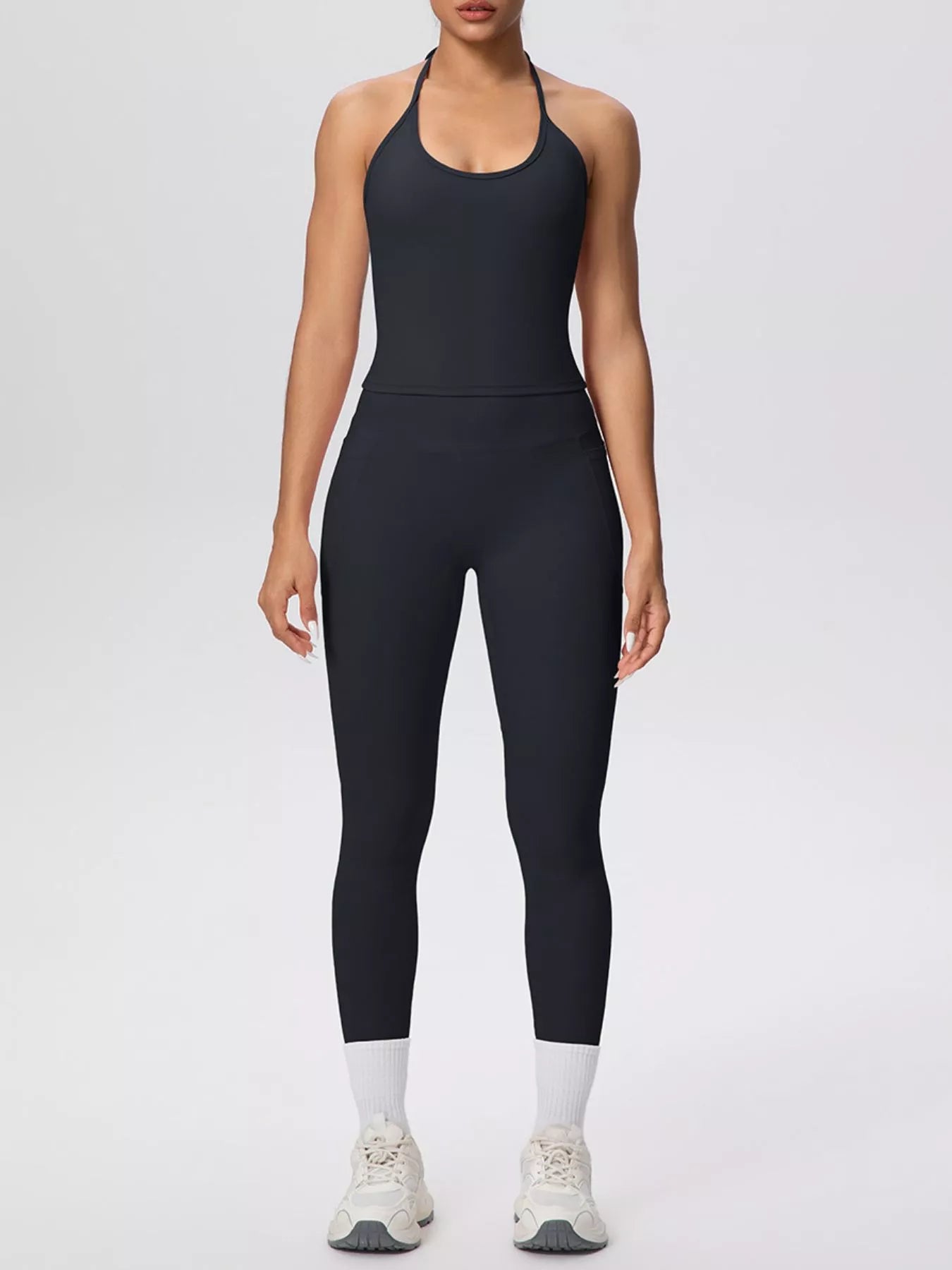 Halter Neck Cami and High-Waisted Leggings Active Set
