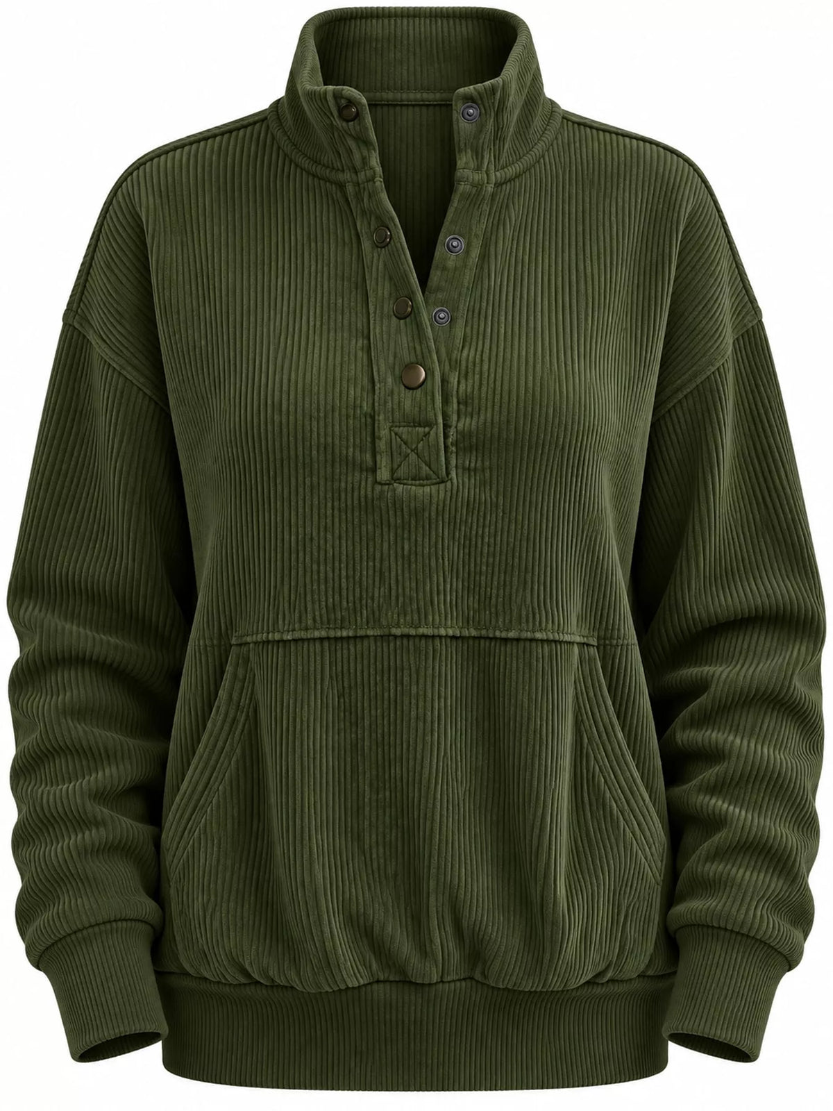 Full Size Quarter-Snap Sweatshirt with Kangaroo Pocket Plus Size