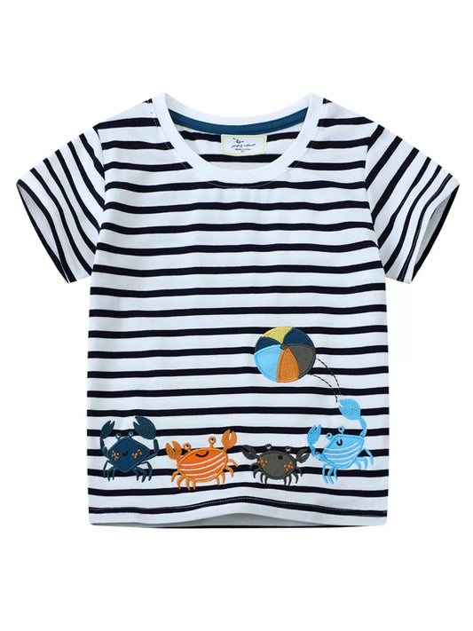 Children's Crab Striped Crew Neck T-Shirt