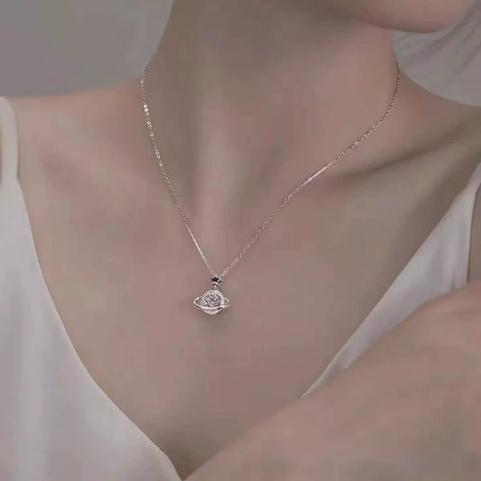 1 Carat 925 Sterling Silver Moissanite Planet Necklace
