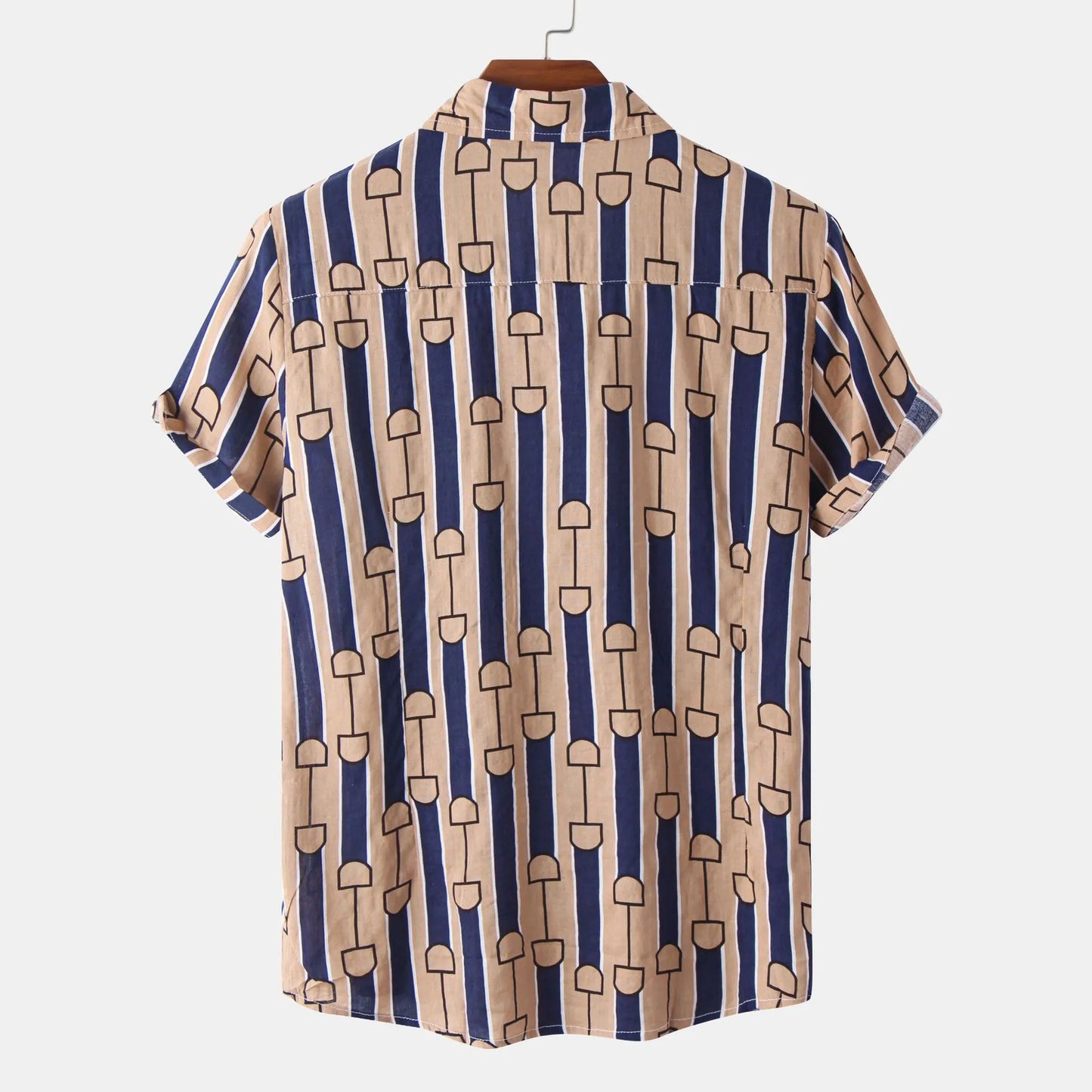 Men's Plus Size Printed Button Up Short Sleeve Shirt