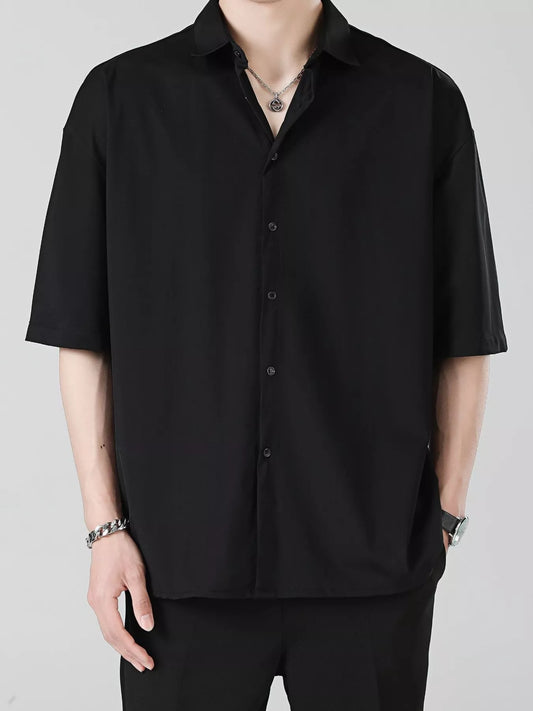 Men's Full Size Casual Short Sleeve Button-Down Shirt Plus Size