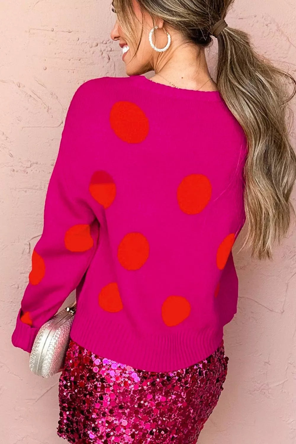 Polka Dot Round Neck Sweater