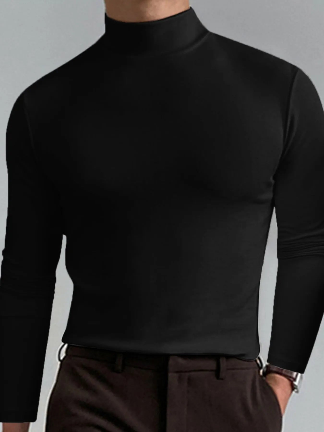 Men's Full Size Turtleneck Long Sleeve T-Shirt Plus Size