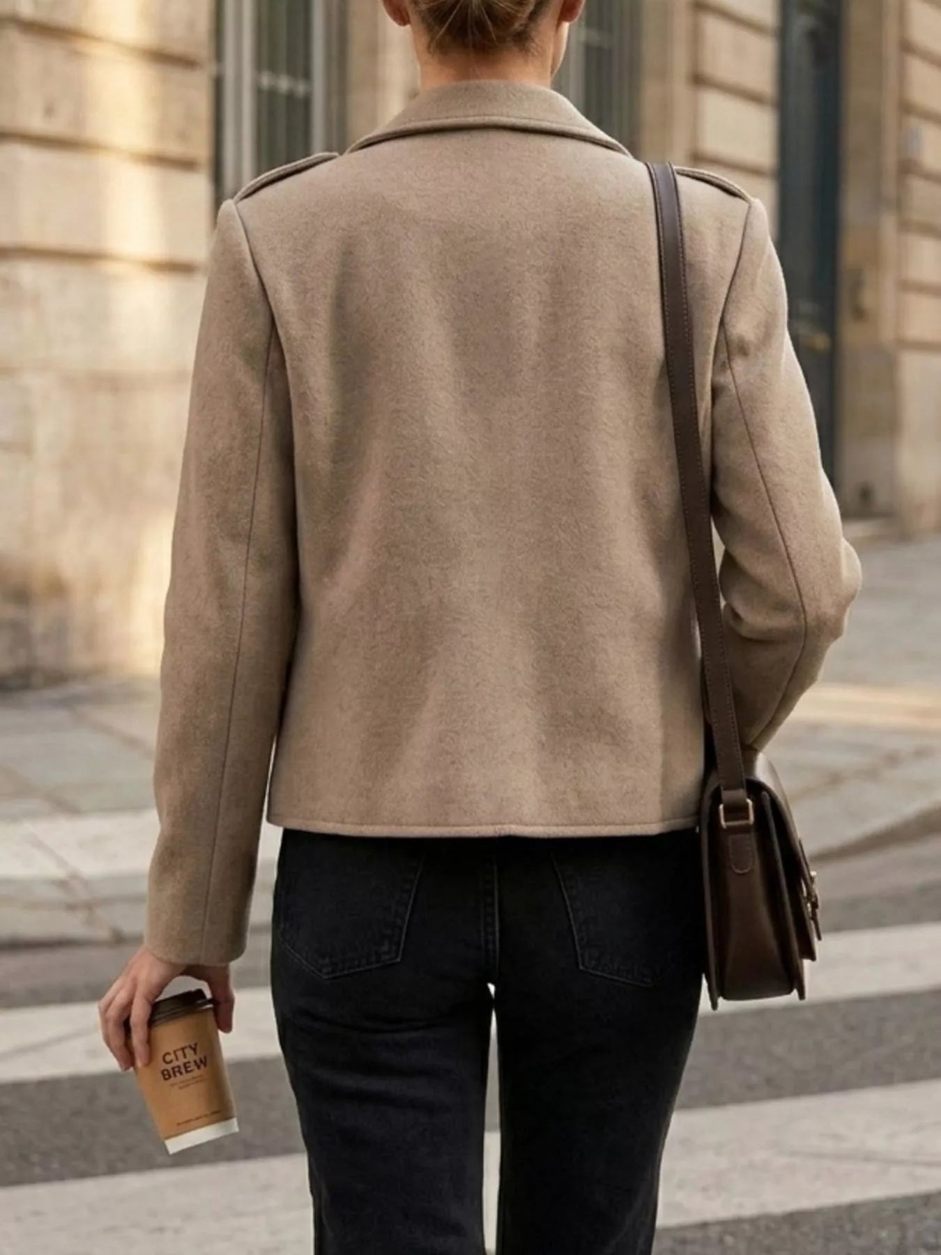 Lapel Collar Cropped Outerwear