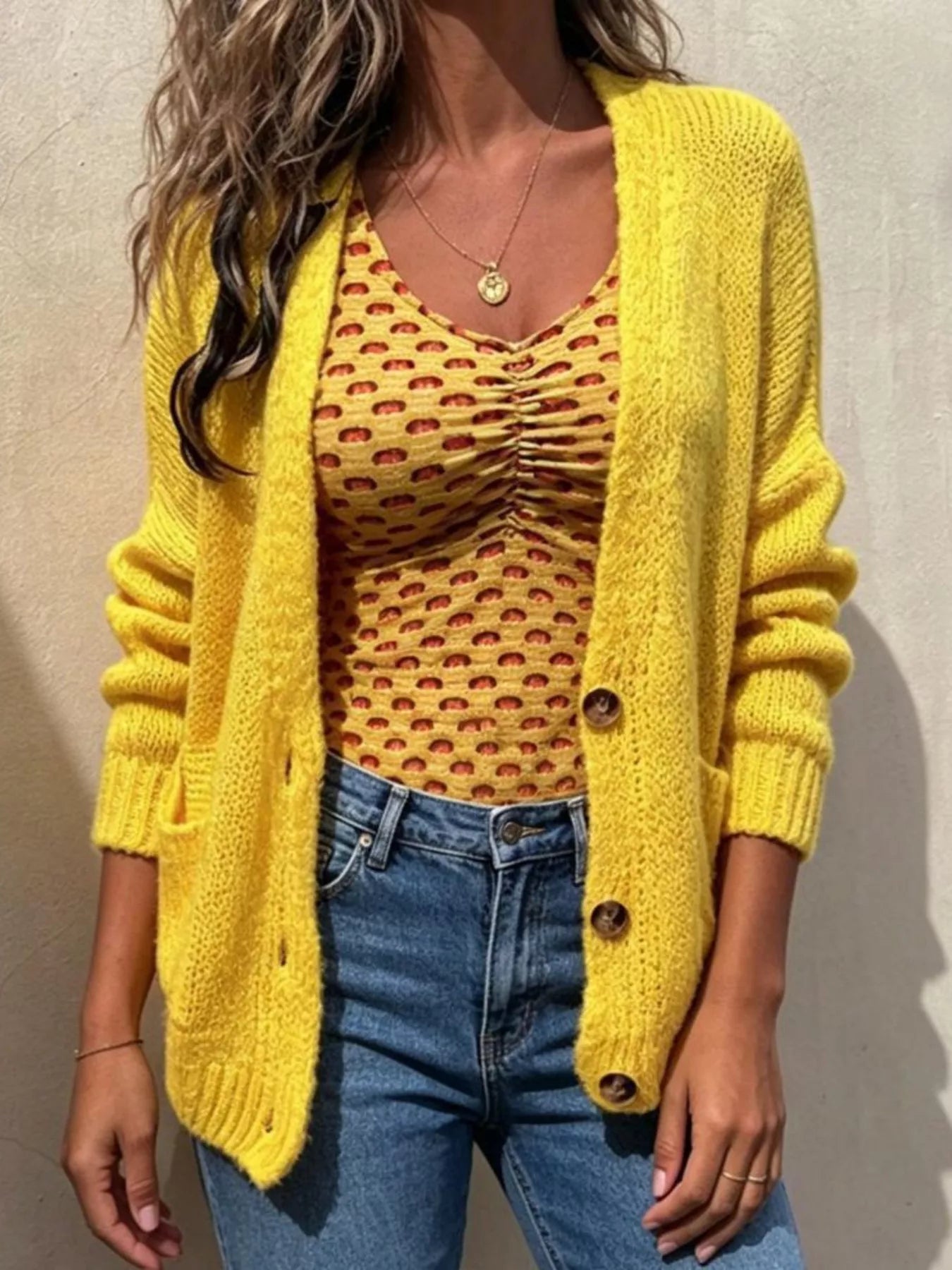 Full Size Chunky Knit Button-Up Cardigan Plus Size