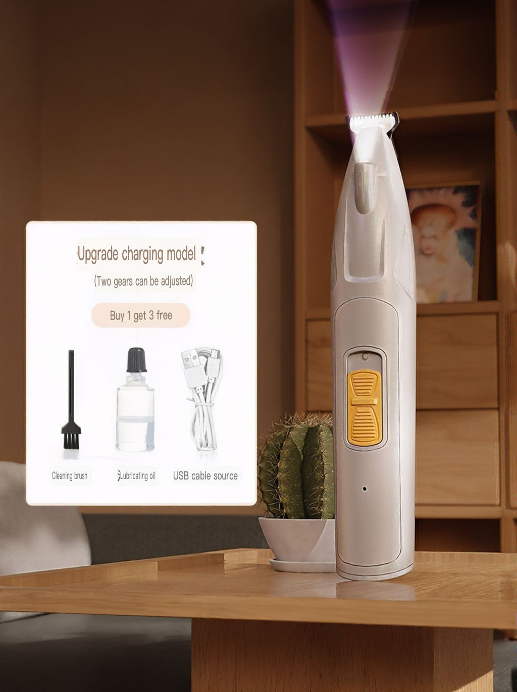 LED Pet Paw Trimmer Rechargeable Low Noise