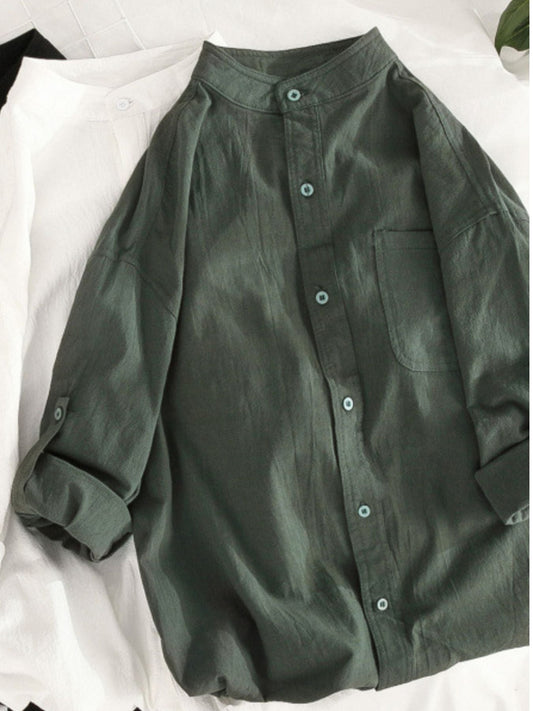 Men's Plus Size Casual Loose Fit Button Up Shirt
