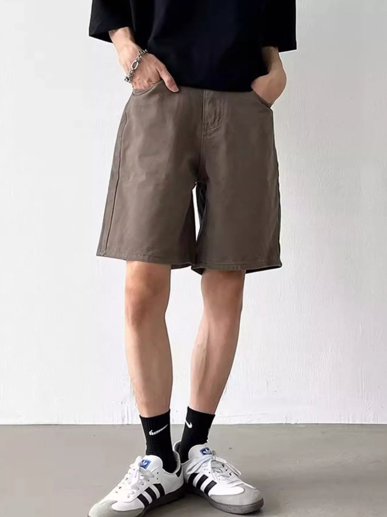 Men's Full Size Back Elastic Waistband Shorts Plus Size
