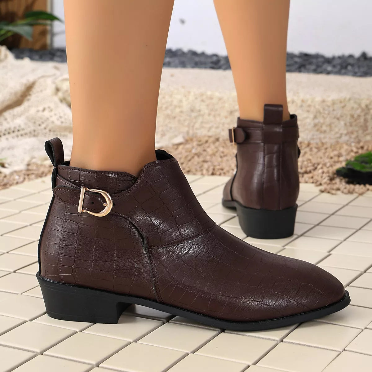 Point Toe Block Heels Boots
