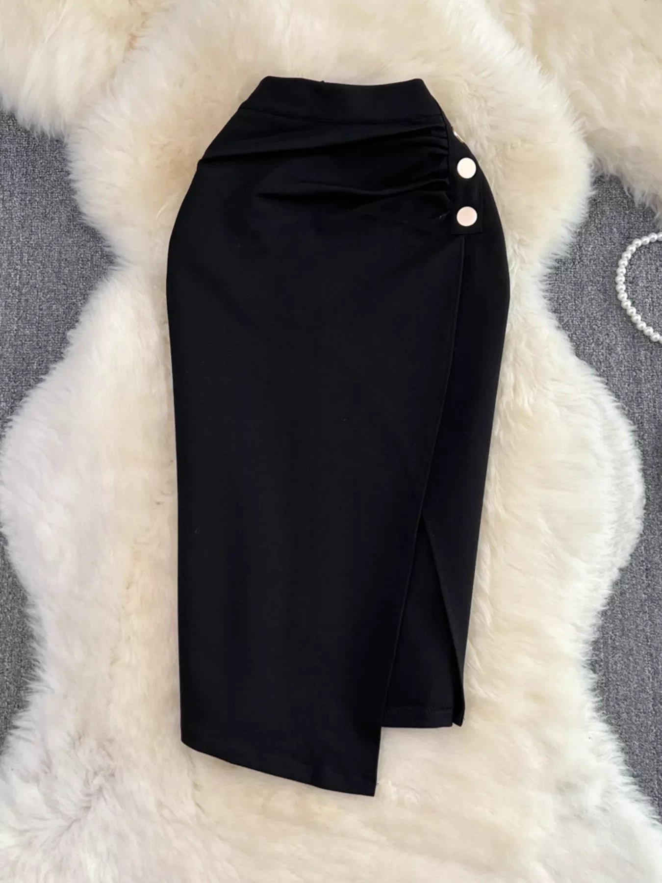 Ruched Slit Skirt