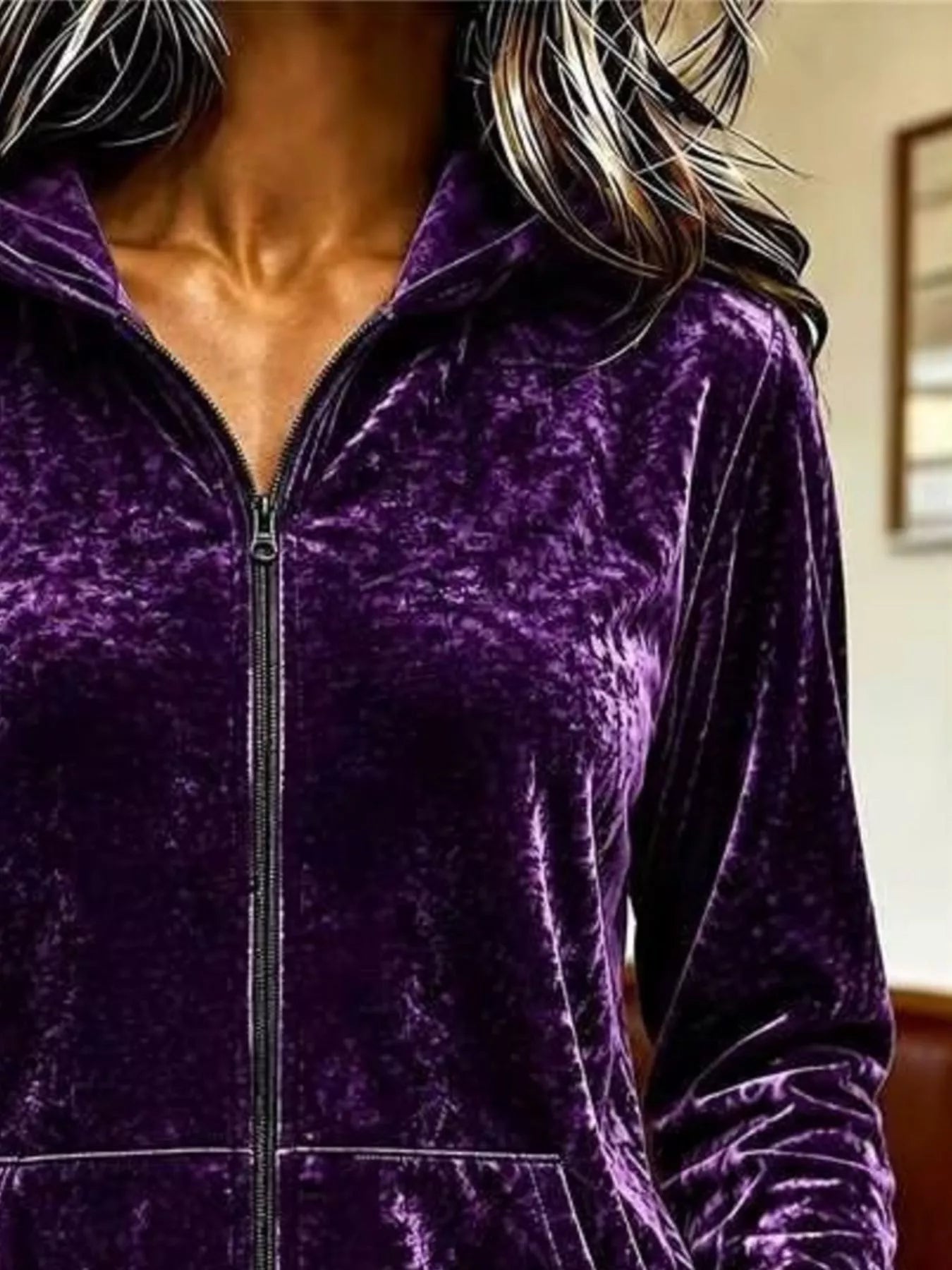 Velvet Zip-Up Hoodie