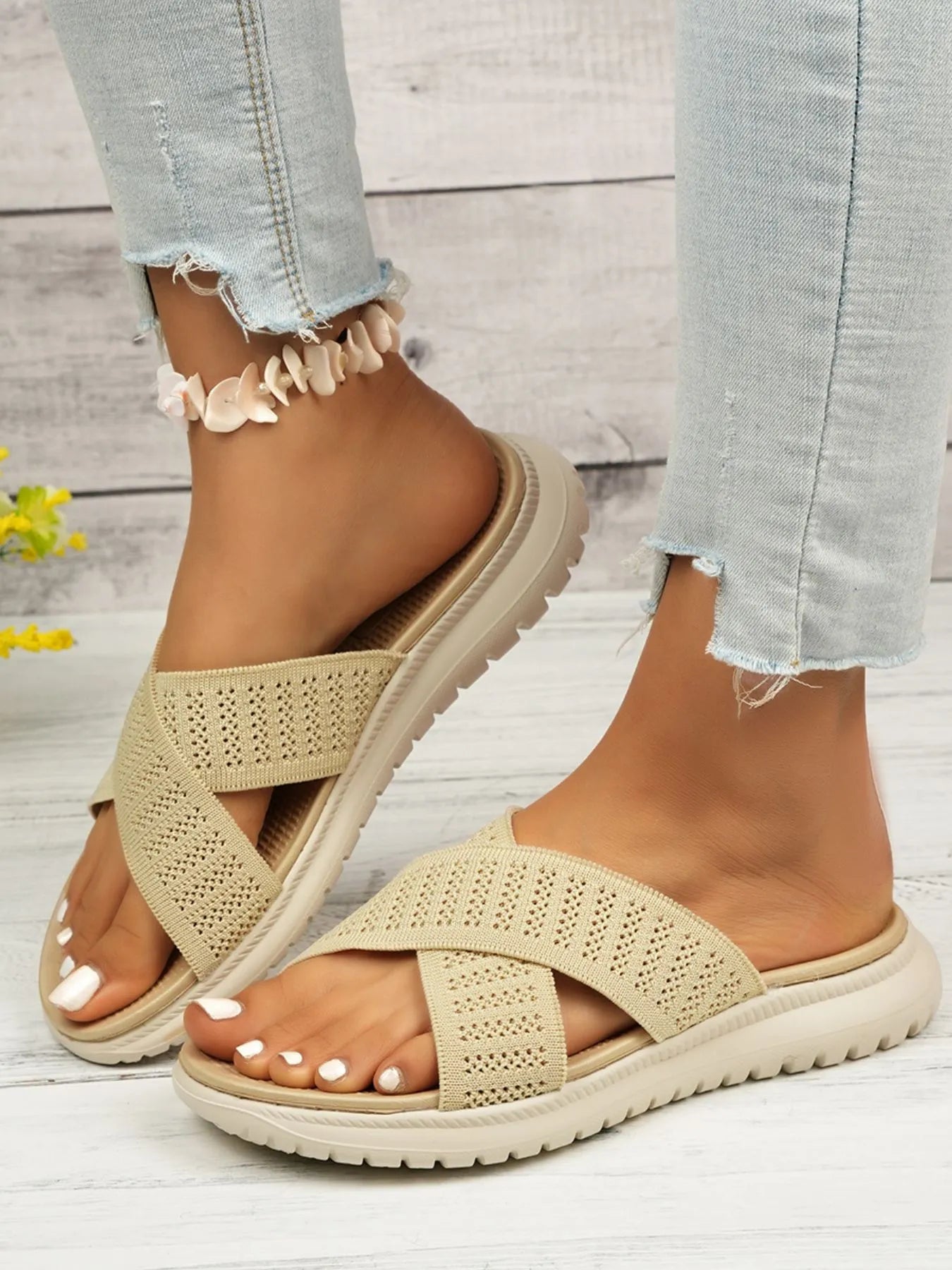 Cross-Strap Platform Sandals
