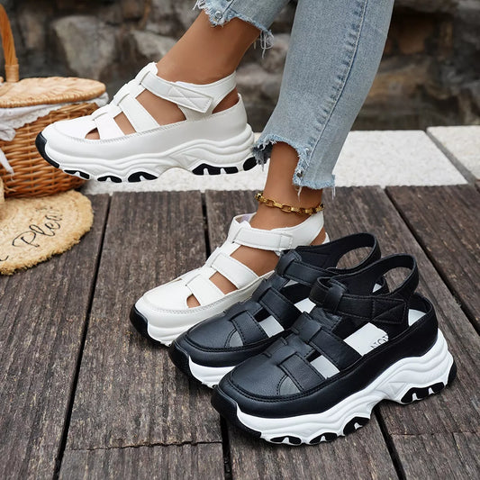Cutout Round Toe Platform Sandals