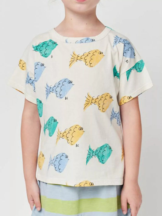 Children's Fish Print Round Neck T-Shirt