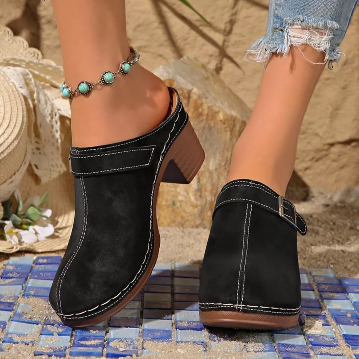 Round Toe Block Heel Sandals