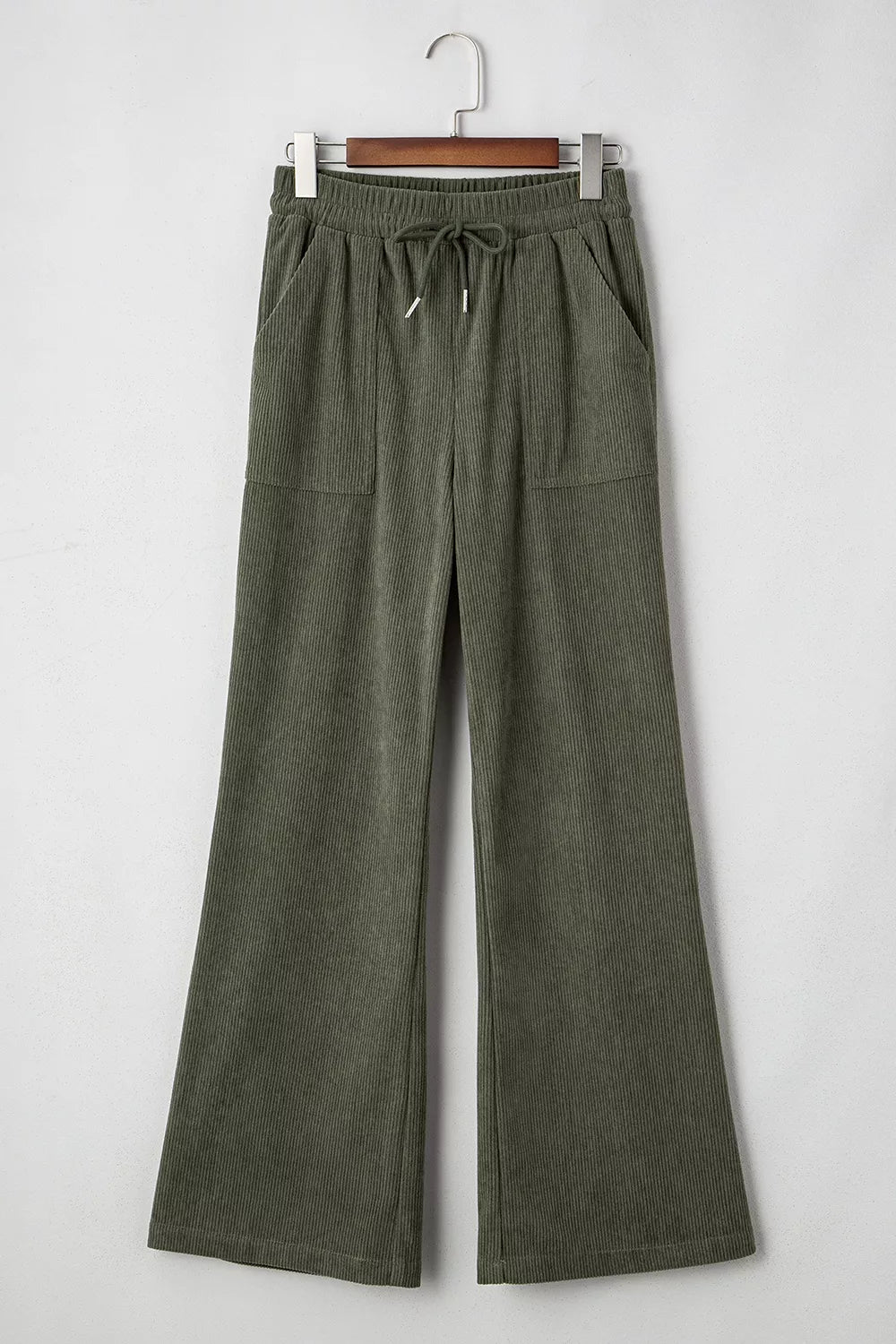 Drawstring Corduroy Wide Leg Pants