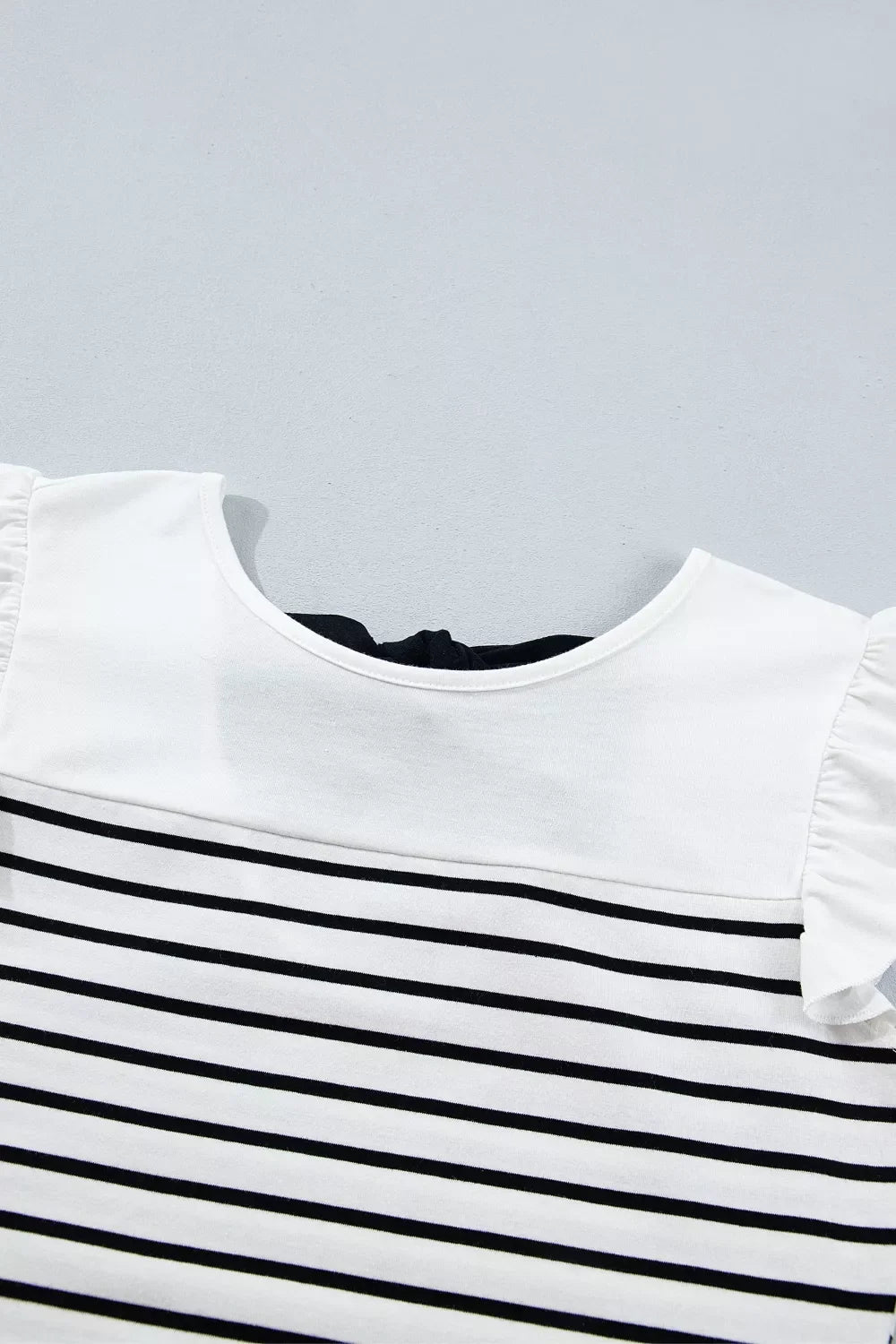 Stripe Contrast Knot Back Ruffle Trim Tank Top