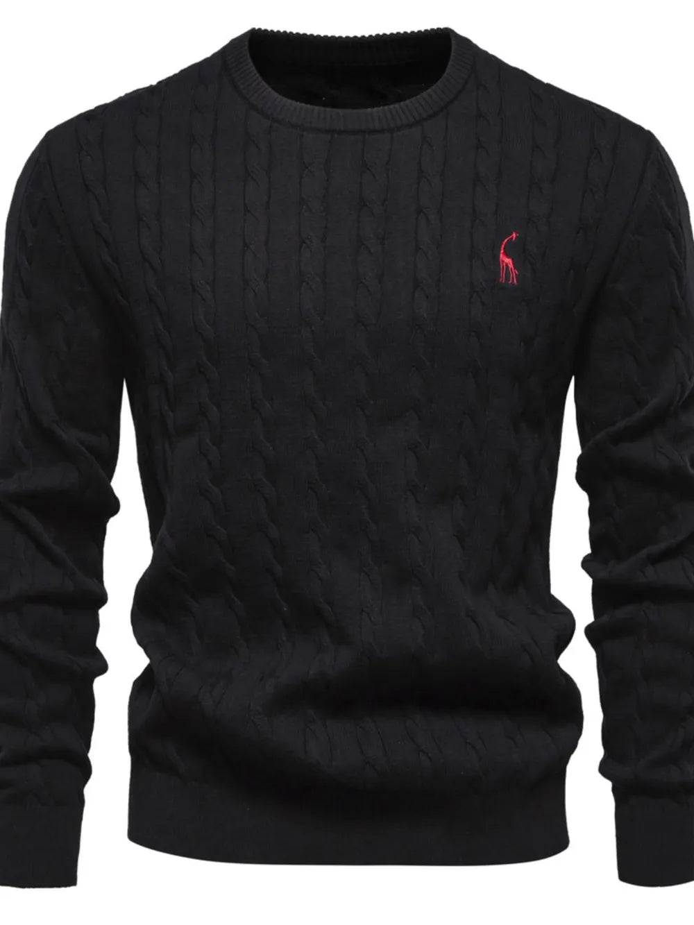 Men's Cable-Knit Round Neck Long Sleeve Sweater