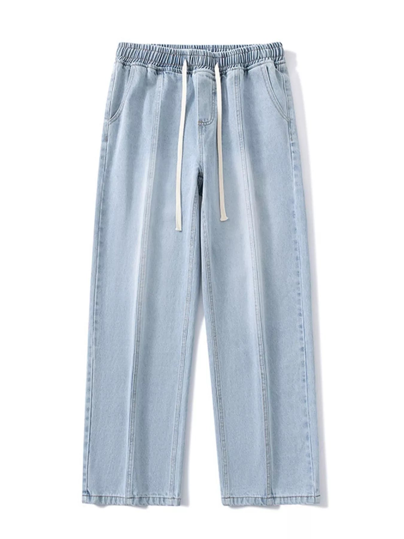 Men's Full Size Relaxed Fit Wide Leg Drawstring Jeans Plus Size