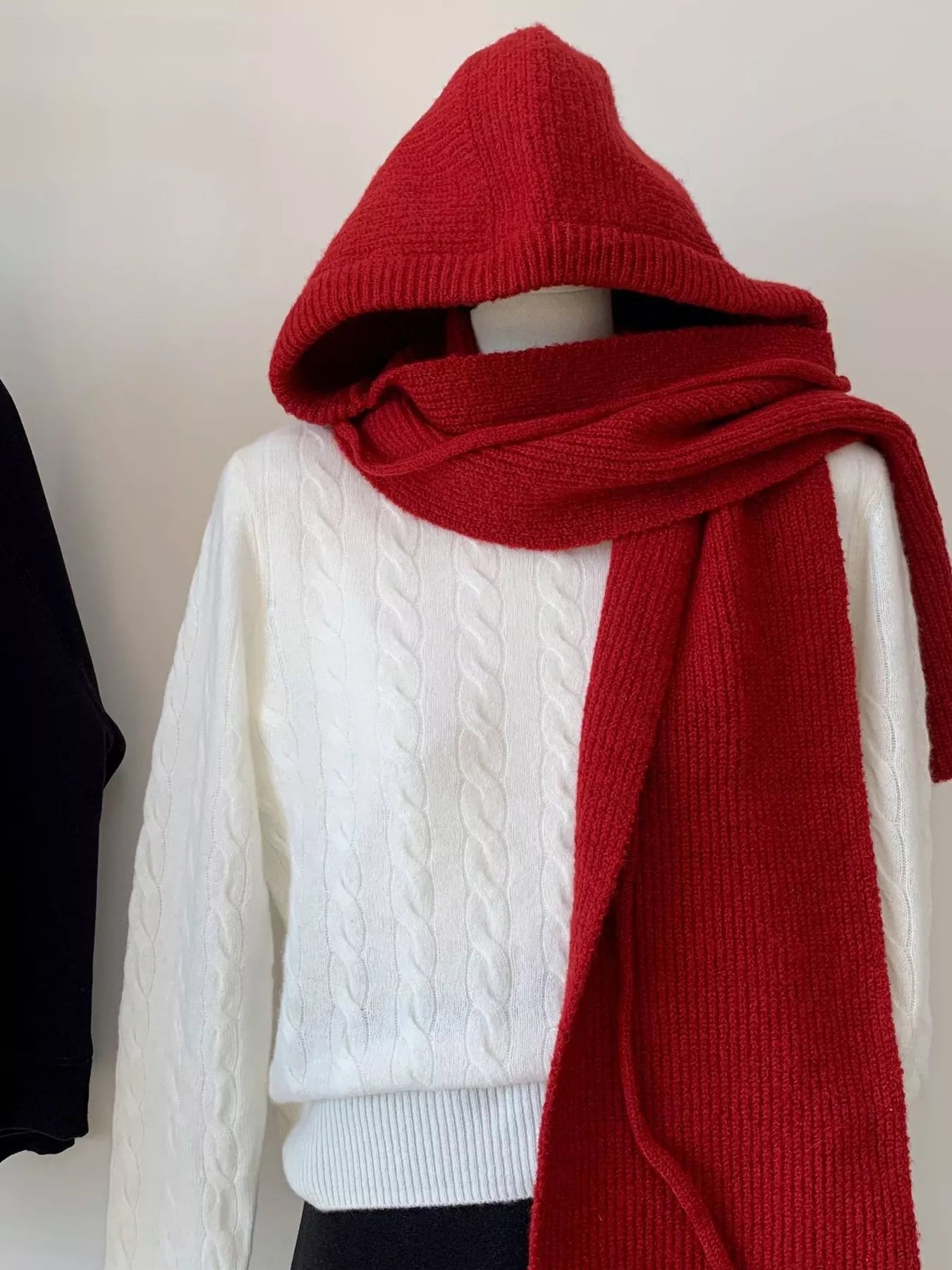 Knitted Solid Color Scarf Hat