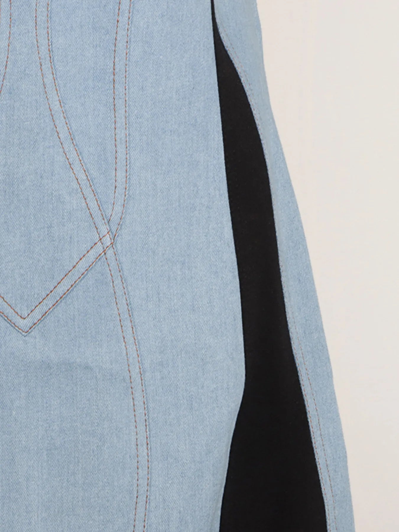 Contrast Adjustable Strap Denim Dress