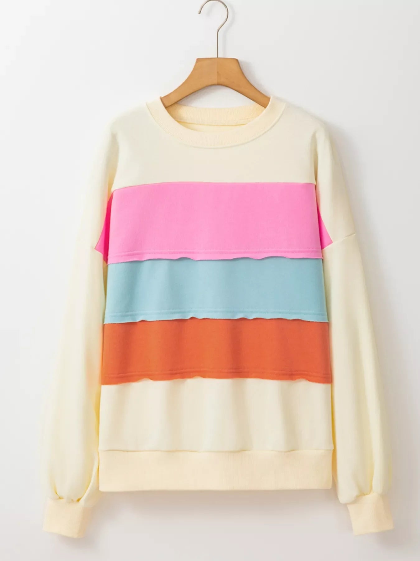 Colorblock Patchwork Crewneck Drop Shoulder Sweatshirt
